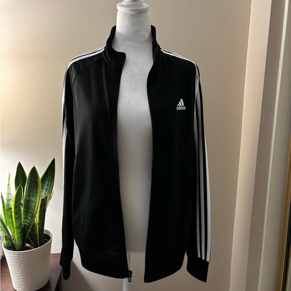 Adidas Black Jacket with White Logo Stripes Size L - Picture 13 of 15
